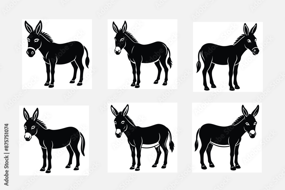 Vector donkey silhouette on white Vector donkey silhouette on white