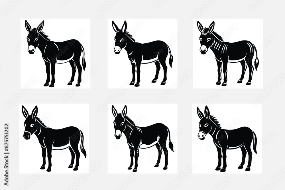 vector hand drawn donkey silhouette vector hand drawn donkey silhouette