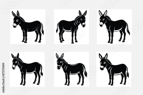 Vector donkey silhouette on white