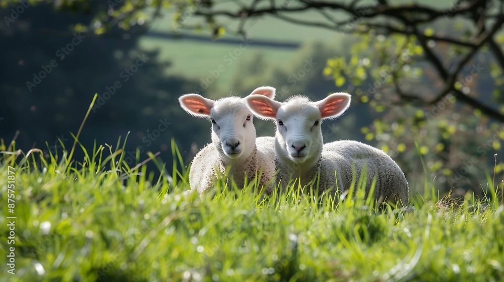 prime lambs on green grass prime lambs on green grass