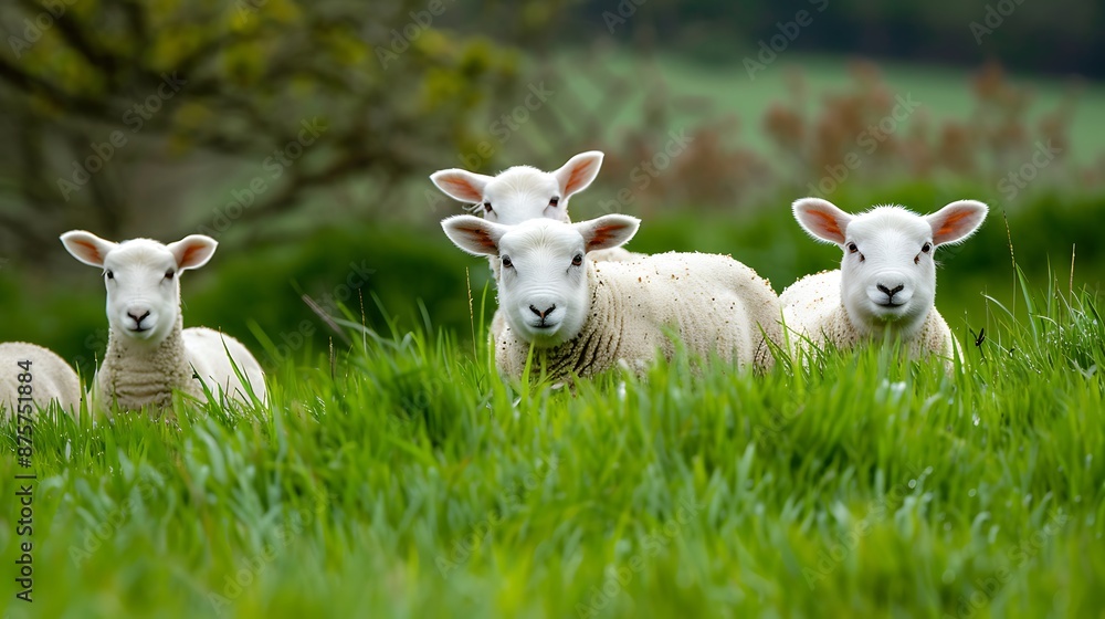 Obraz premium prime lambs on green grass