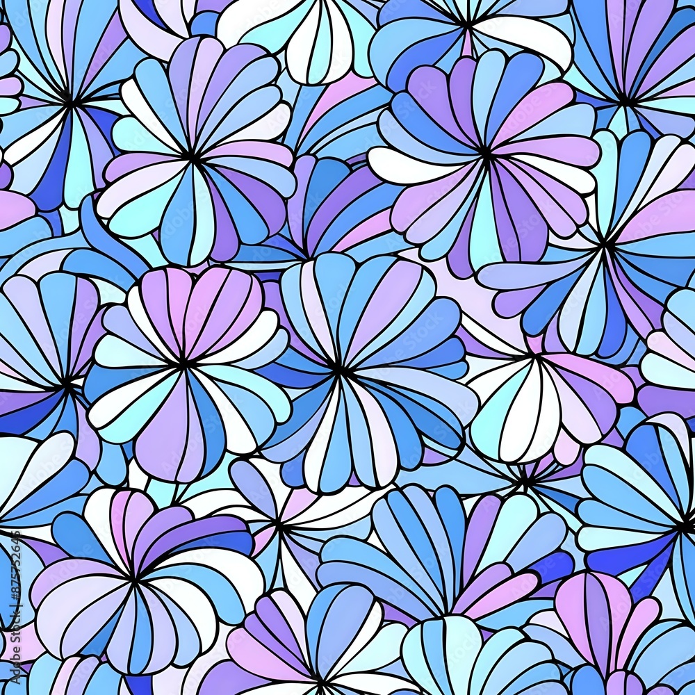 Bold and Modern Tropical Floral Geometric Repeat Design in Red and Blue Bold and Modern Tropical Floral Geometric Repeat Design in Red and Blue