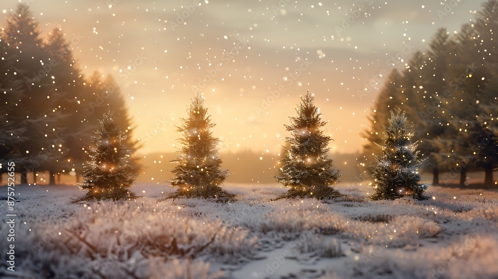 Fototapeta premium Christmas Trees in Winter Wonderland