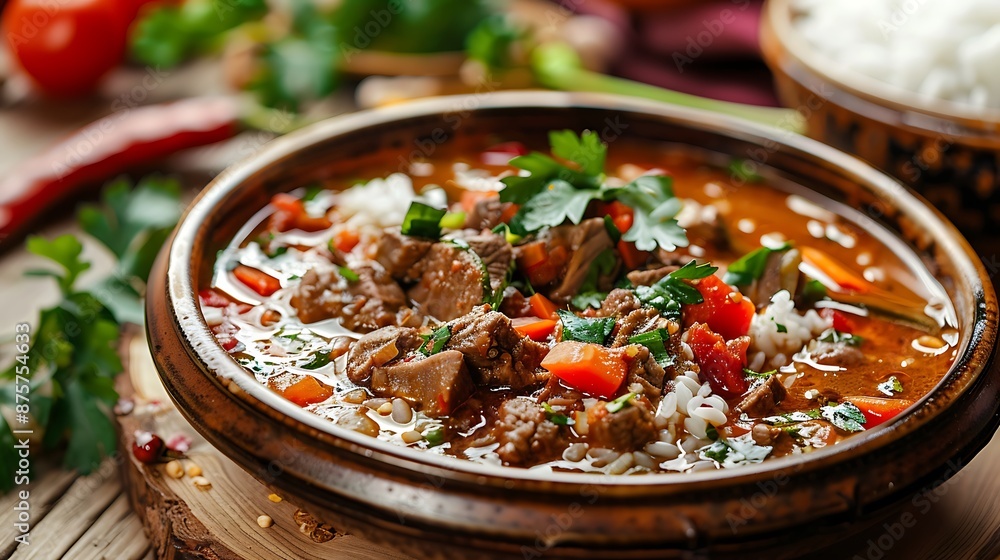 spicy lamb soup with rice spicy lamb soup with rice