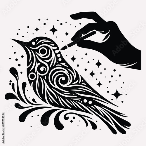 Best Unique gorgeous  bird vector silhouette with white background