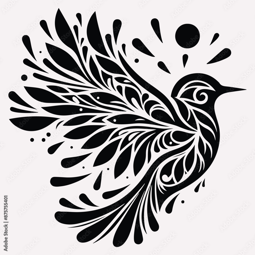 Best Unique gorgeous bird vector silhouette with white background Best Unique gorgeous bird vector silhouette with white background