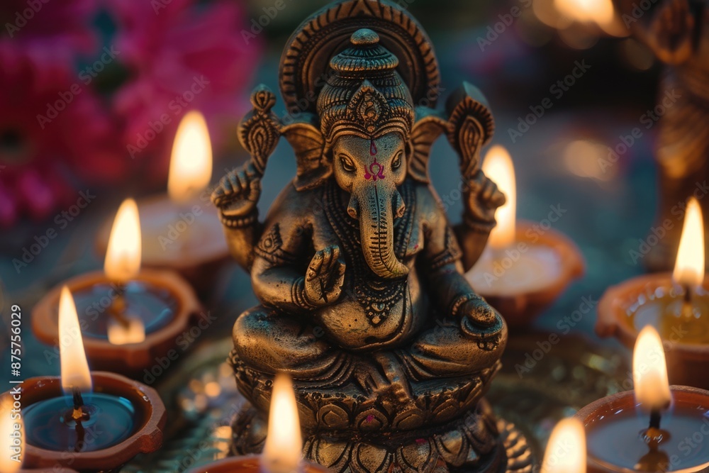 Fototapeta premium Elephant Statue with Candles