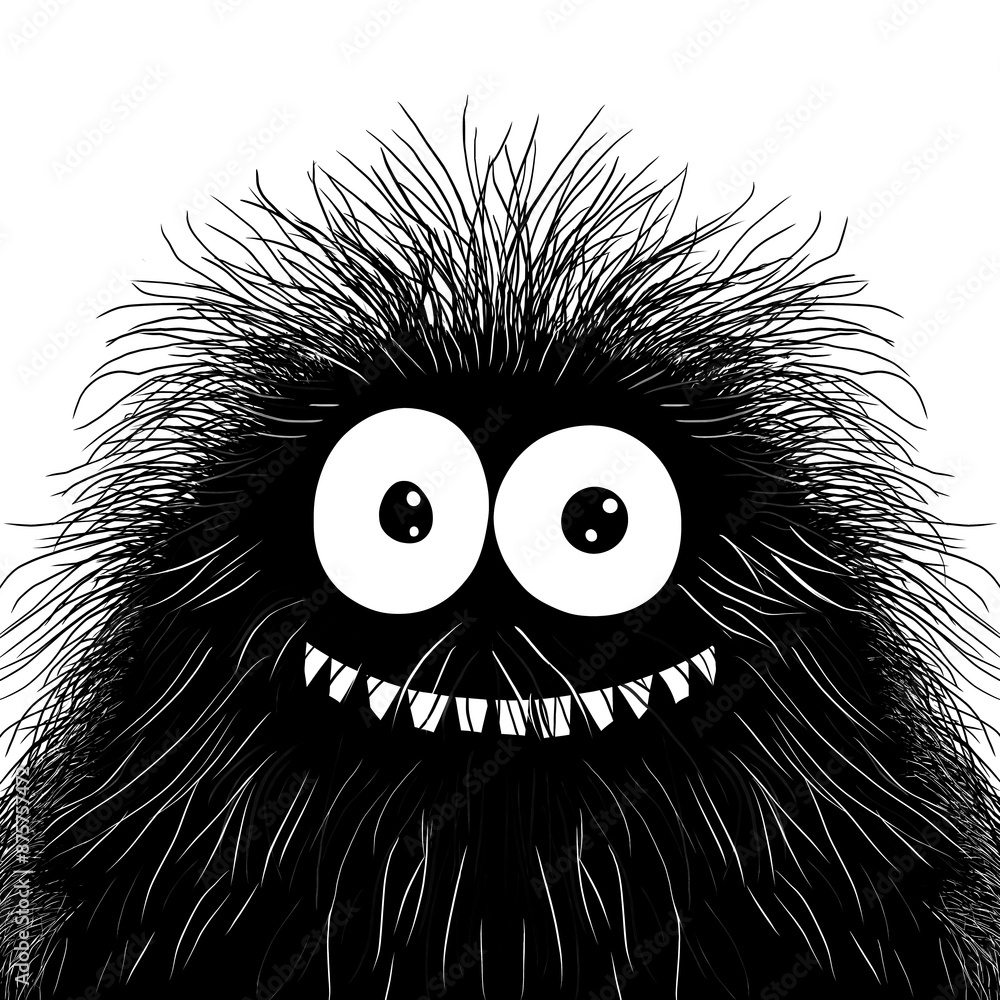 Φωτογραφία Spooky Monster Drawing on Transparent Background - The whimsical and imaginative sketch of a monstrous creature in bold black lines, perfect for adding a touch of playfulness to your design projects