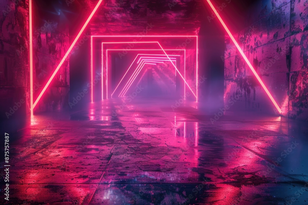 Neon lit dark room Neon lit dark room