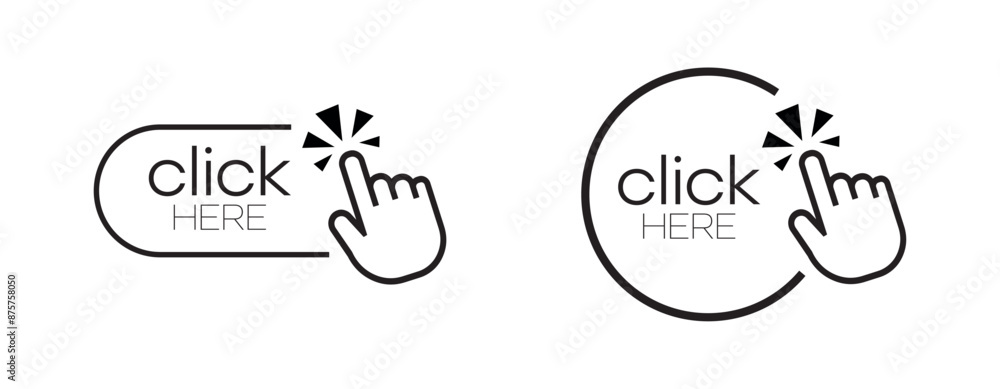 Foto click here sign on white background