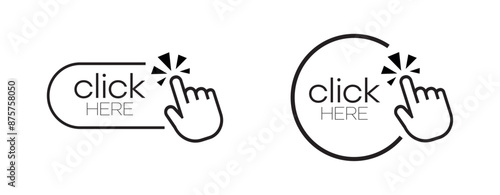 click here sign on white background	
