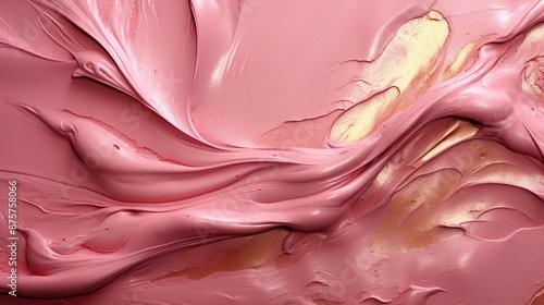 a pink and white photo of a pink flowered cake. photo