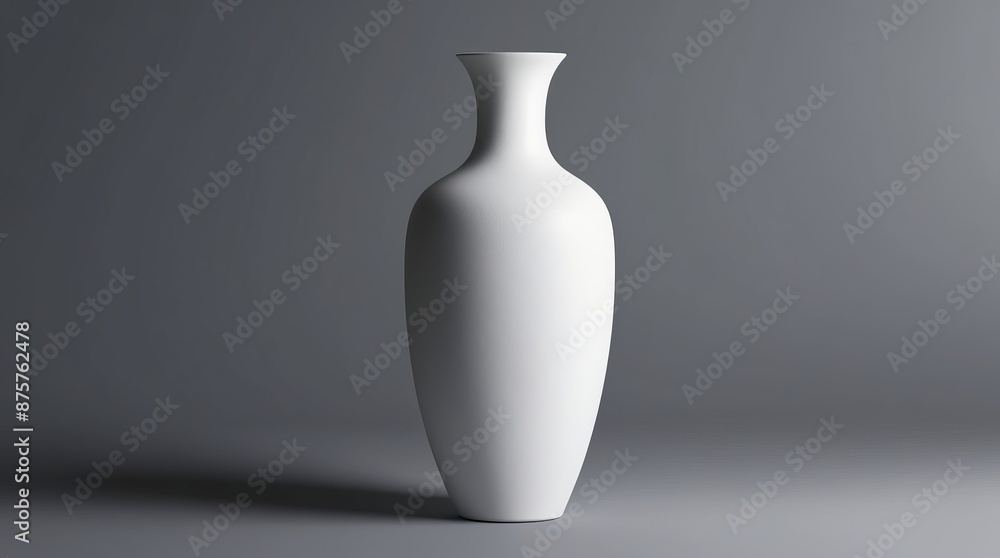 White ceramic vase mockup on grey background. Perfect for showcasing in home decor presentations, product design portfolios, or branding projects White ceramic vase mockup on grey background. Perfect for showcasing in home decor presentations, product design portfolios, or branding projects