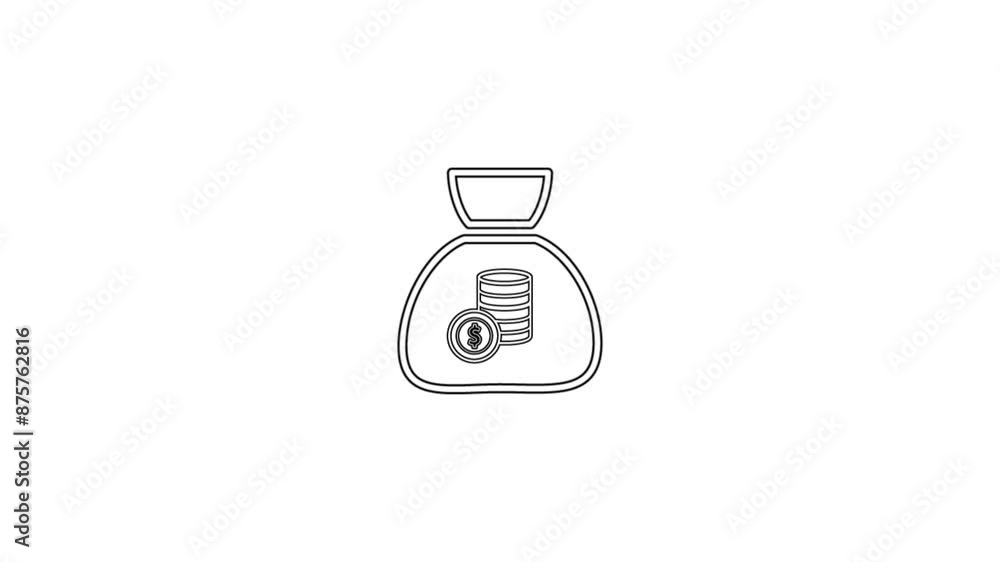 Animation of stack of money dollar coins and money bag with background. Animation of stack of money dollar coins and money bag with background.
