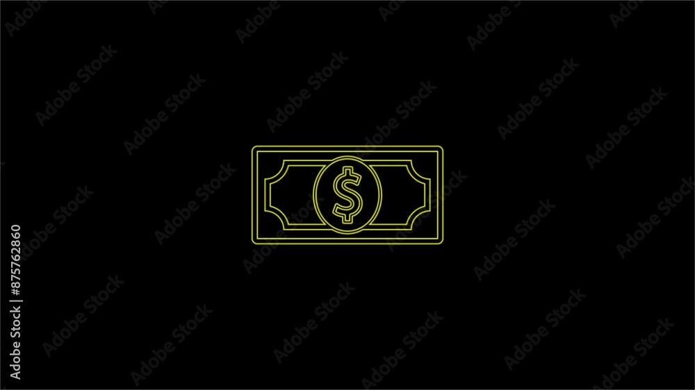 Neon Dollar Sign Bill Flat Animated Icon Isolated on Transparent Background. dollar icon Neon Dollar Sign Bill Flat Animated Icon Isolated on Transparent Background. dollar icon
