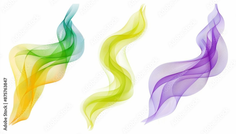 Abstract gradient waves set on white background Abstract gradient waves set on white background