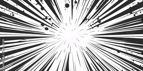 Retro-style banner with manga-inspired speed effects and cartoon stripes for decoration.