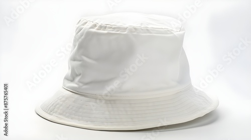 White background with an isolated white bucket hat