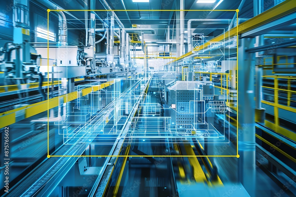 futuristic smart factory with augmented reality interface and industrial automation futuristic smart factory with augmented reality interface and industrial automation