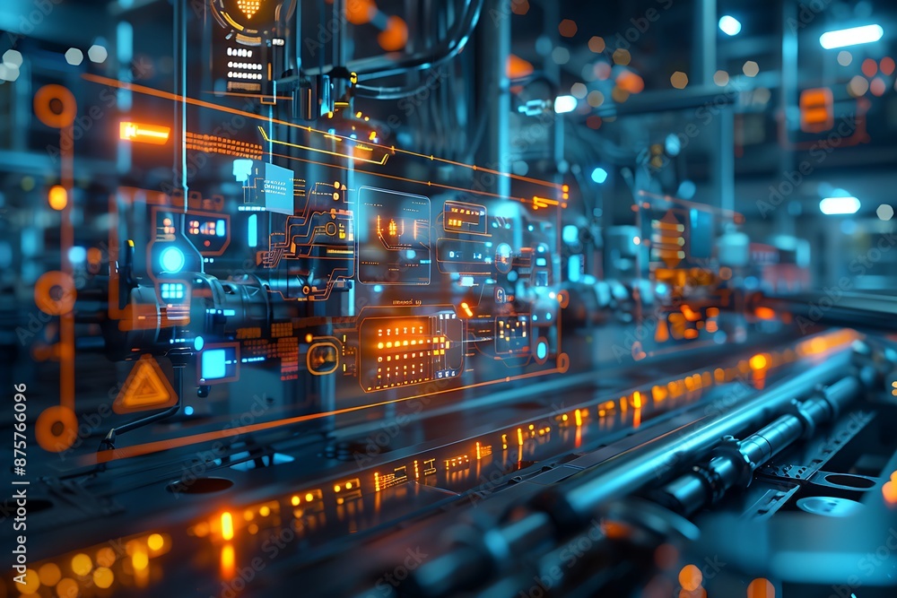 futuristic smart factory with augmented reality interface and industrial automation futuristic smart factory with augmented reality interface and industrial automation