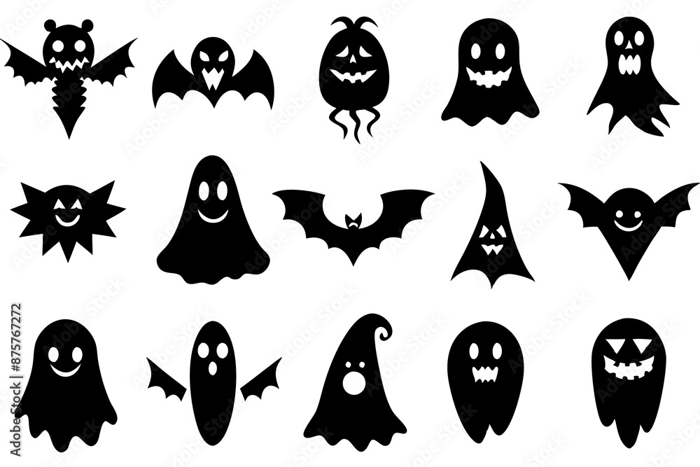 Set of Halloween silhouettes vector illustration Set of Halloween silhouettes vector illustration