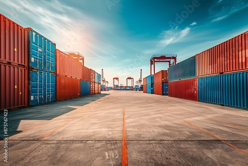 Wallpaper Mural industrial shipping container yard with colorful cargo containers Torontodigital.ca