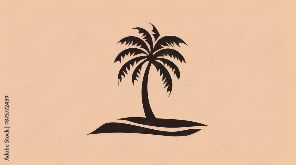 Obraz premium Minimalistic black vector single palm tree icon.