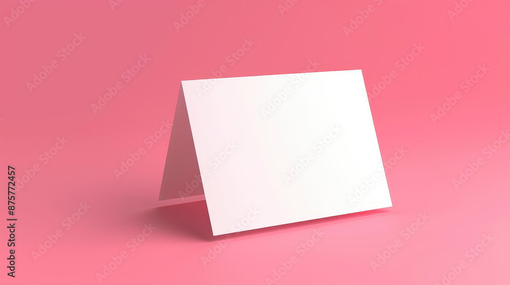 Blank white card on pink pastel background, 3D rendering Blank white card on pink pastel background, 3D rendering