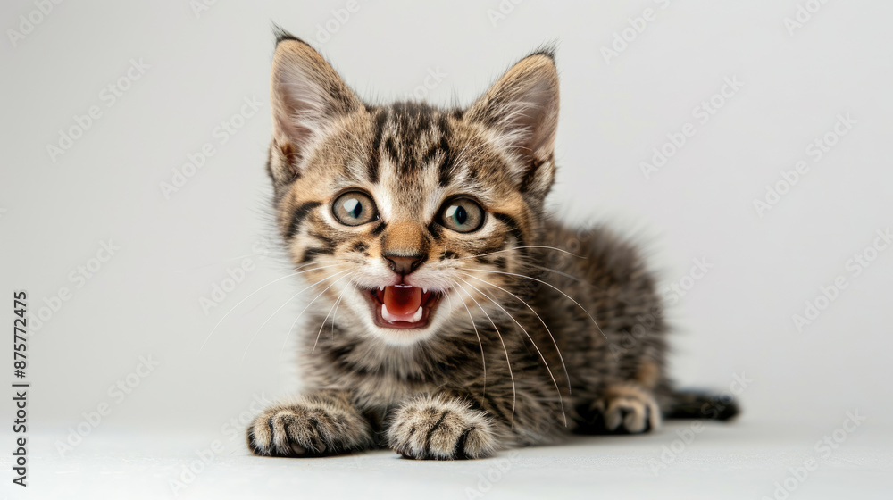 Playful Kitten with Mouth Open and Visible Teeth Playful Kitten with Mouth Open and Visible Teeth