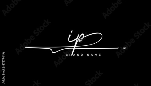 IP letter beauty handwriting vector logo. 