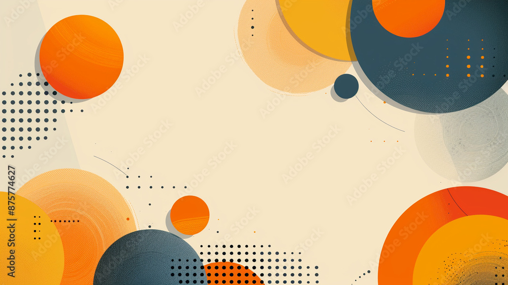 Obraz premium Abstract geometric pattern with orange and blue circles