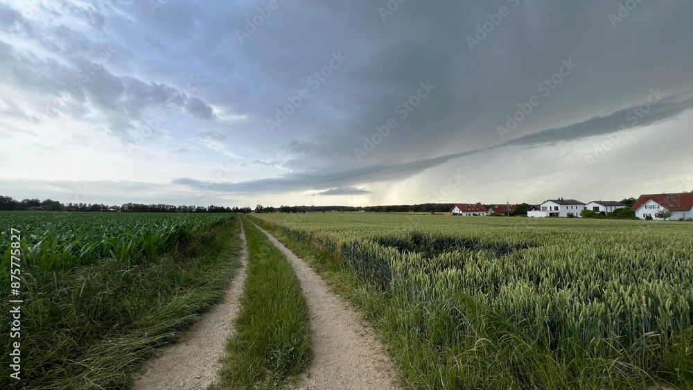 Regenwolken bilden sich am Himmel und kündigen ein Unwetter an. Deutschland Wetter, abwechslungsreich, zwischen Flut und Dürre. Klimawandel, Wetterlage Regenwolken bilden sich am Himmel und kündigen ein Unwetter an. Deutschland Wetter, abwechslungsreich, zwischen Flut und Dürre. Klimawandel, Wetterlage
