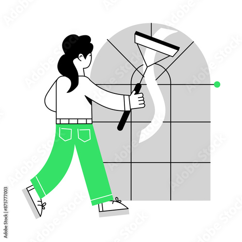 Here is a line mini illustration of cleaning window 

