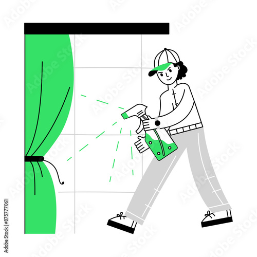 A line style mini illustration of disinfectant spray 

