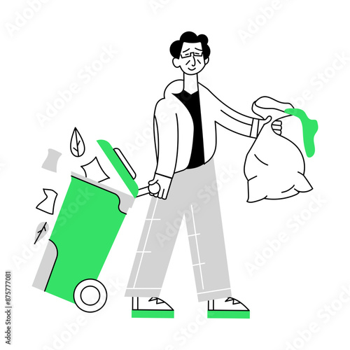 A customizable line mini illustration of road cleaner 

