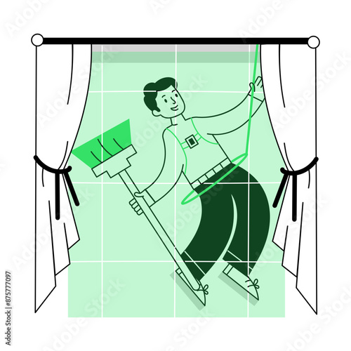 Wiping window outline mini illustration is up for premium download 

