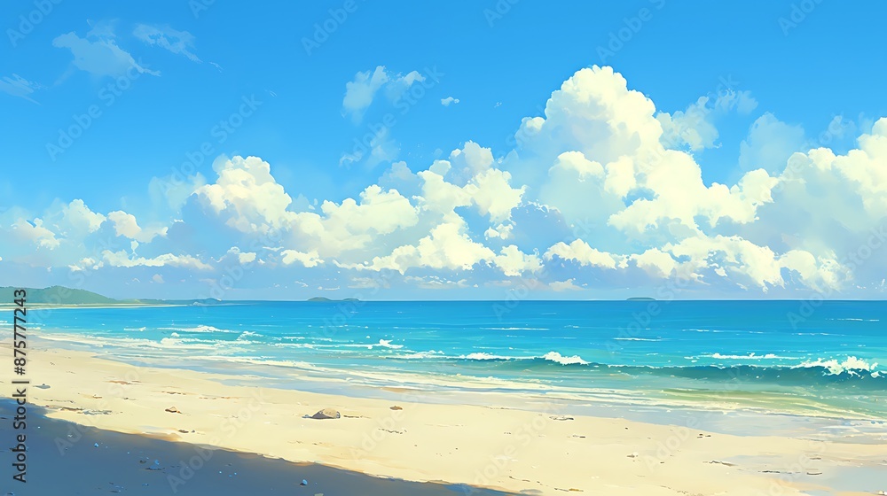 Tranquil Lake Scene with Lush Green Hills and Fluffy Clouds Tranquil Lake Scene with Lush Green Hills and Fluffy Clouds