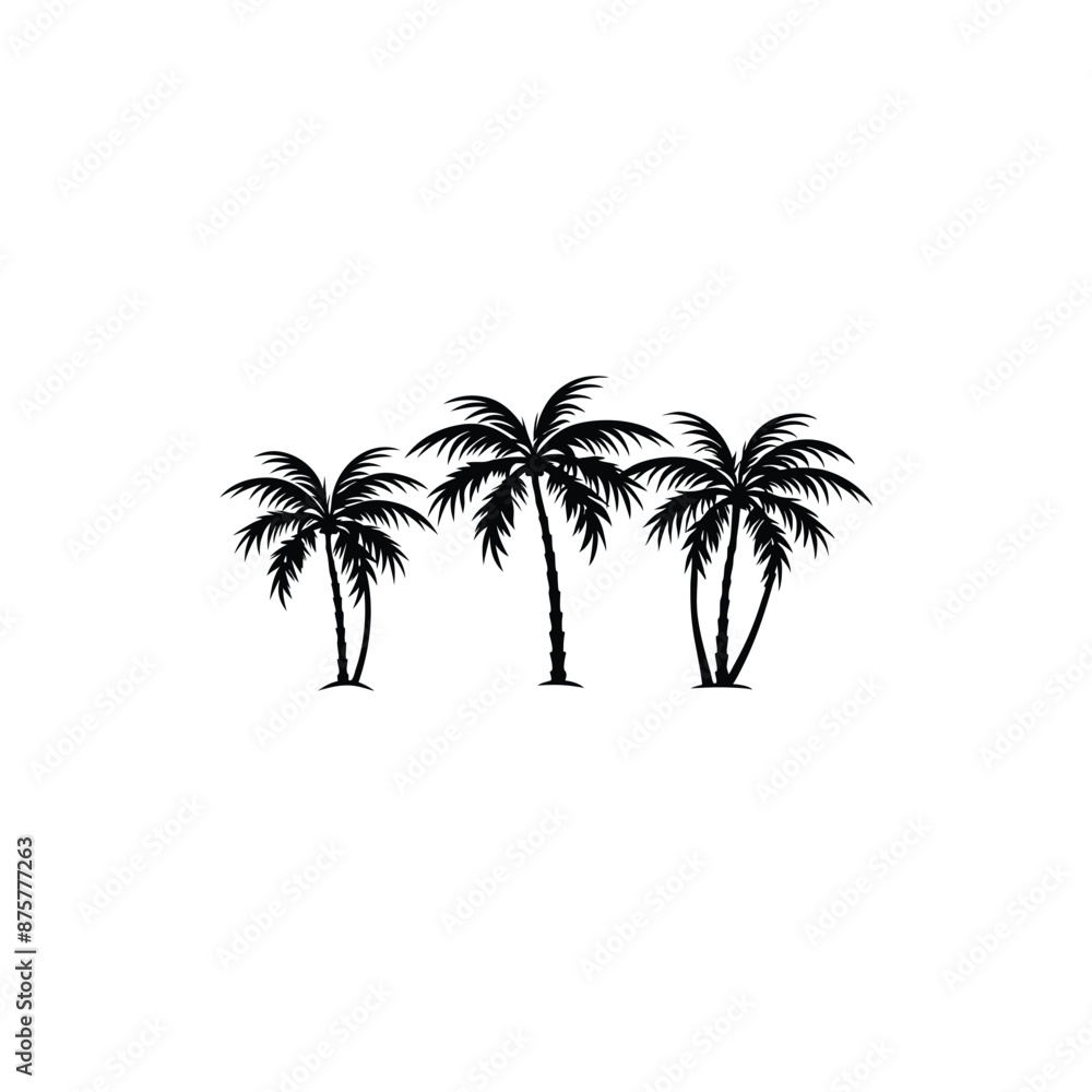 set of palm tree silhouette set of palm tree silhouette