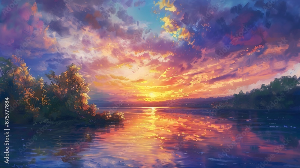 Sunset over a Calm River Sunset over a Calm River