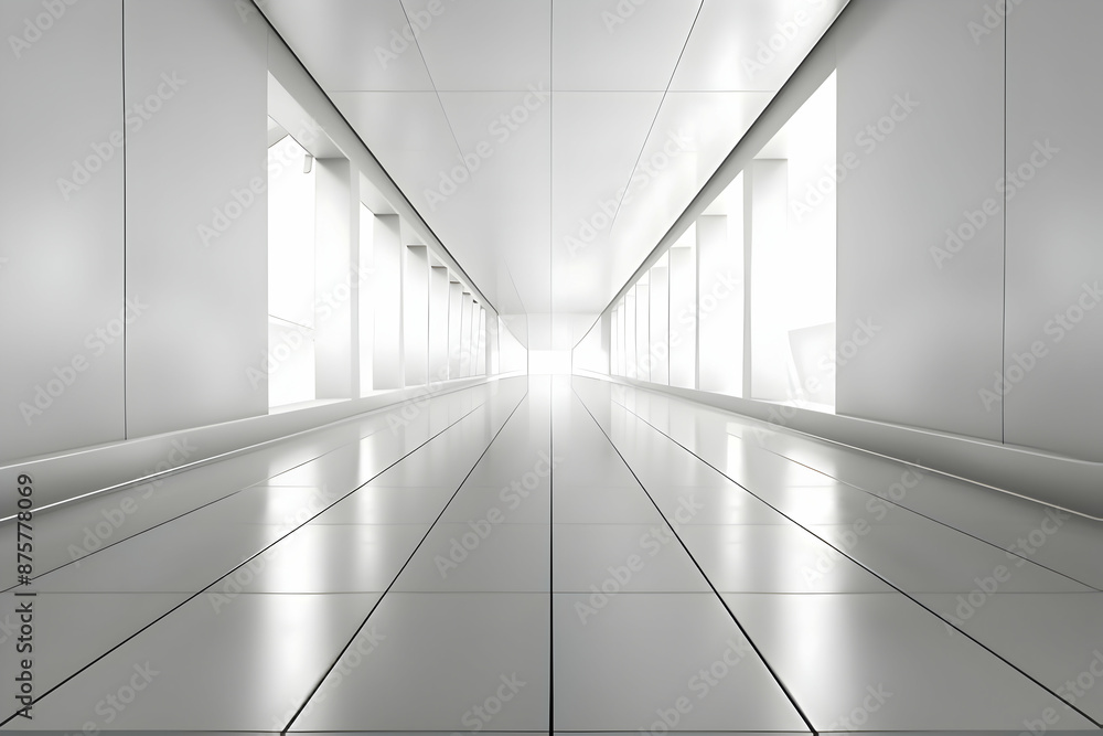 Obraz premium Modern White Corridor With Bright Light at End