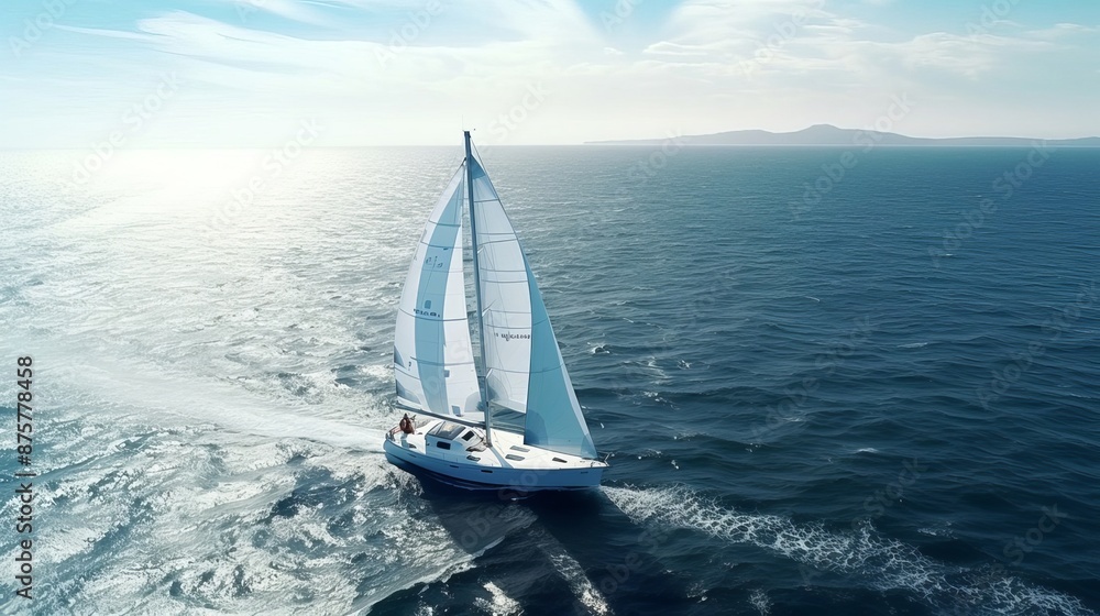 Fototapeta premium Sailboat Navigating the Ocean on a Sunny Day