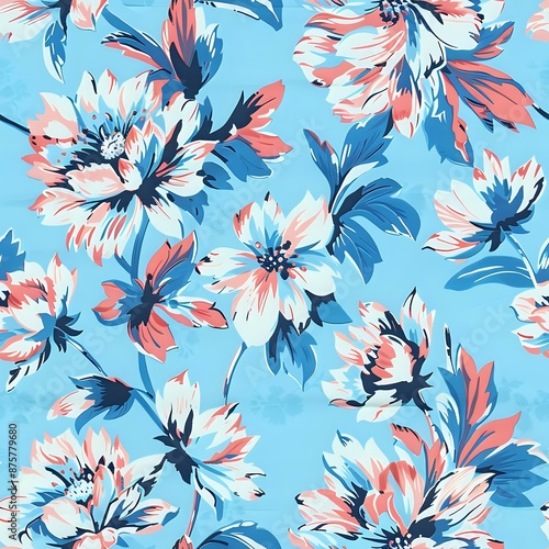 Chic Hibiscus Flower Geometric Motif