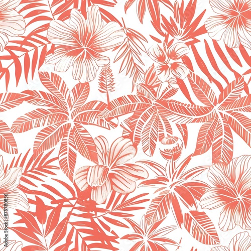 Wallpaper Mural Colorful Tropical Pop Art Pattern with Hibiscus and Bird of Paradise Torontodigital.ca