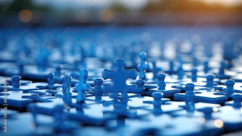 Fototapeta premium a blue puzzle with a piece of puzzle pieces on it