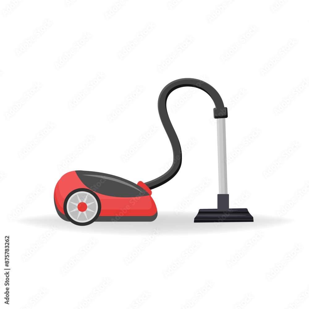 Red vacuum cleaner for household use icon vector. Red floor vacuum cleaner icon isolated on a white background