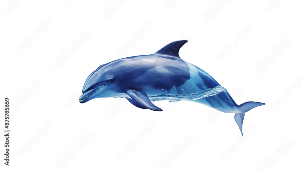 Illustration swimming dolphin intertwined with ocean waves Illustration swimming dolphin intertwined with ocean waves