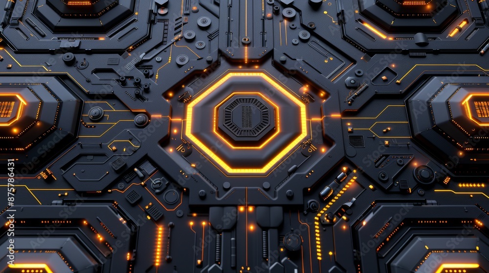 Futuristic Glowing Circuit Board with Intricate Electronic Components Futuristic Glowing Circuit Board with Intricate Electronic Components