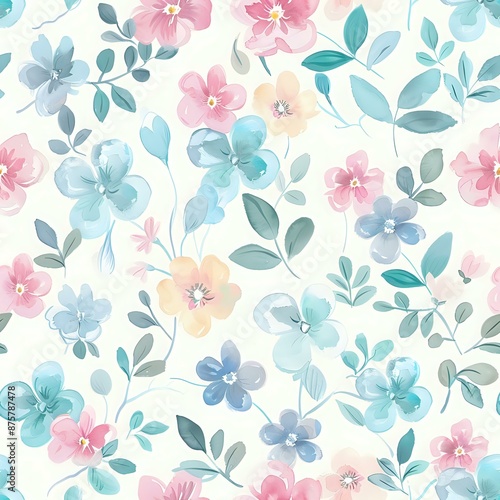 Contemporary Watercolor Flower Repeat Pattern