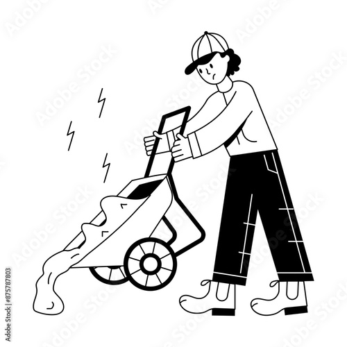 Check this line mini illustration of street cleaner 

