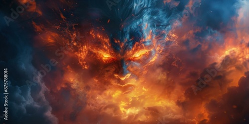 Fiery and icy wolf growls. AI.
